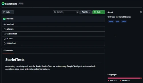 Starlet Tests Project Screenshot